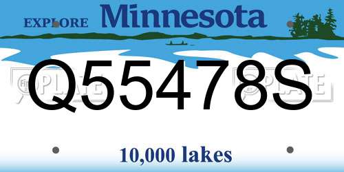 Q55478S Minnesota License Plate