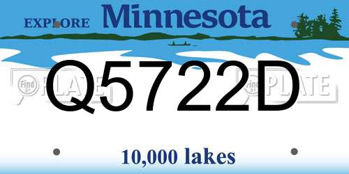 Q5722D Minnesota License Plate