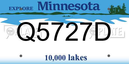 Q5727D Minnesota License Plate