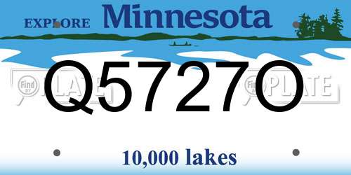 Q5727O Minnesota License Plate