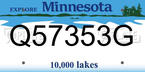 Q57353G Minnesota License Plate
