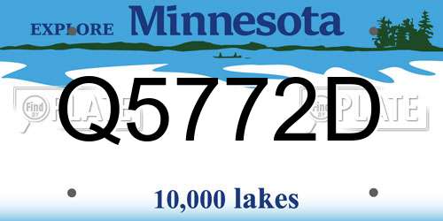 Q5772D Minnesota License Plate