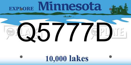 Q5777D Minnesota License Plate
