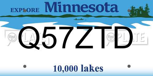 Q57ZTD Minnesota License Plate