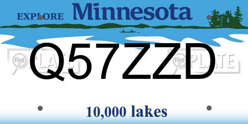 Q57ZZD Minnesota License Plate