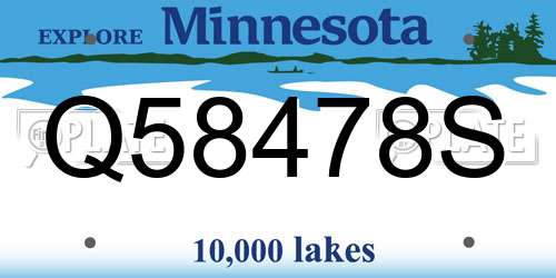 Q58478S Minnesota License Plate