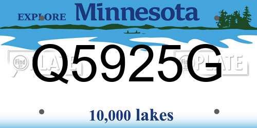 Q5925G Minnesota License Plate