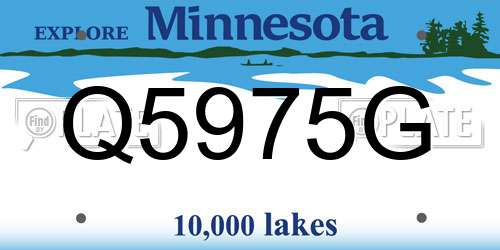 Q5975G Minnesota License Plate