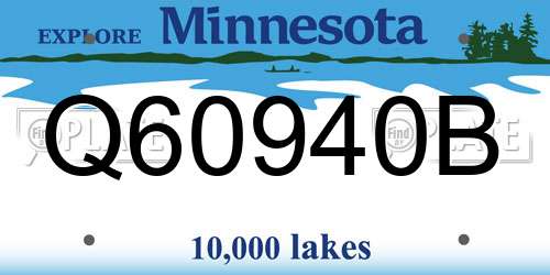 Q60940B Minnesota License Plate