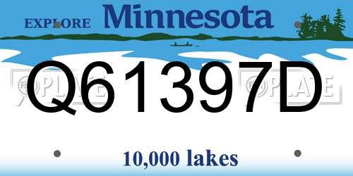Q61397D Minnesota License Plate