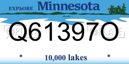 Q61397O Minnesota License Plate