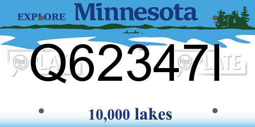 Q62347I Minnesota License Plate