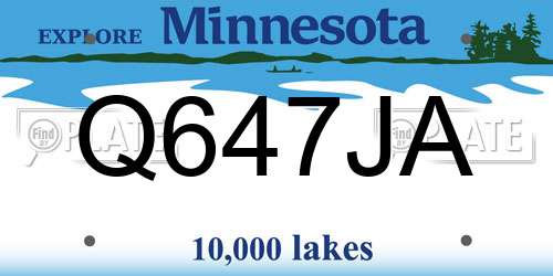 Q647JA Minnesota License Plate