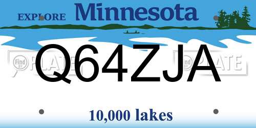 Q64ZJA Minnesota License Plate