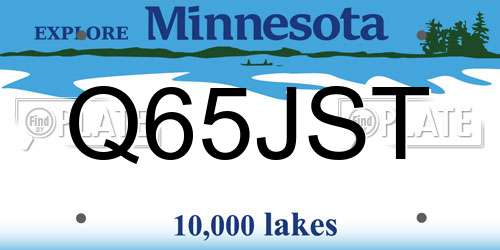 Q65JST Minnesota License Plate