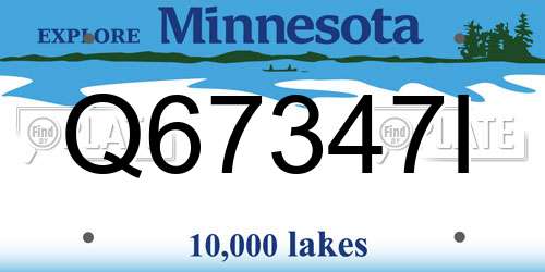 Q67347I Minnesota License Plate