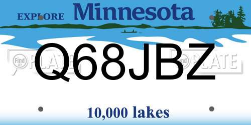 Q68JBZ Minnesota License Plate