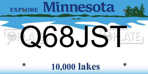 Q68JST Minnesota License Plate