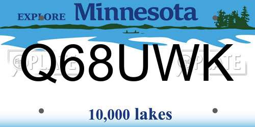 Q68UWK Minnesota License Plate