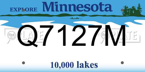 Q7127M Minnesota License Plate