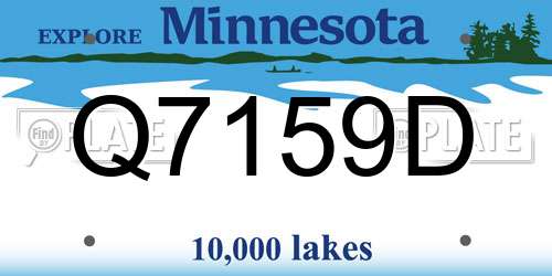 Q7159D Minnesota License Plate