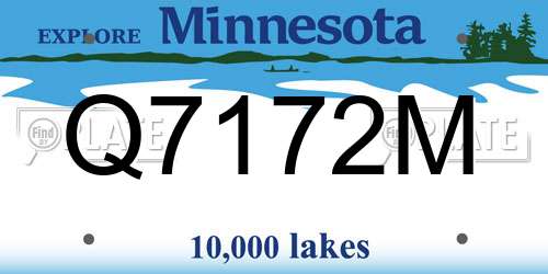 Q7172M Minnesota License Plate