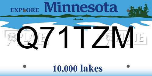 Q71TZM Minnesota License Plate