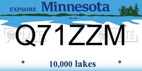 Q71ZZM Minnesota License Plate