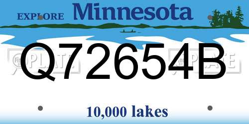 Q72654B Minnesota License Plate