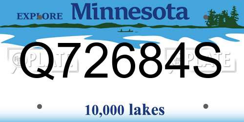 Q72684S Minnesota License Plate
