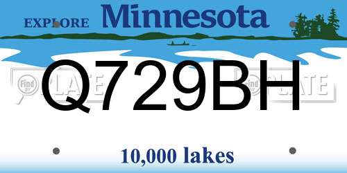 Q729BH Minnesota License Plate