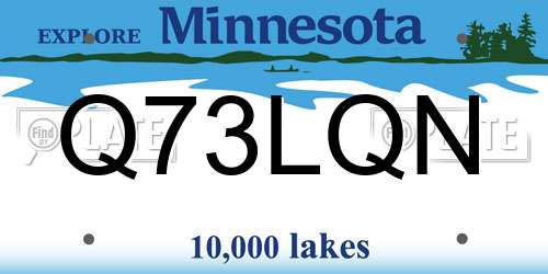 Q73LQN Minnesota License Plate