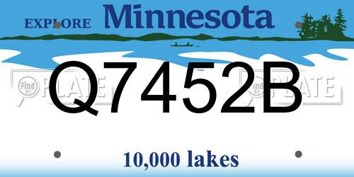 Q7452B Minnesota License Plate