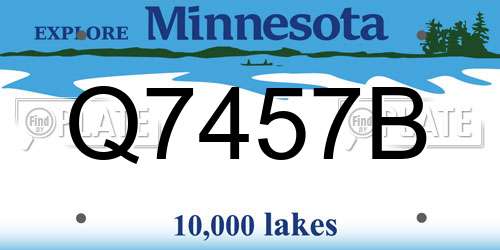 Q7457B Minnesota License Plate