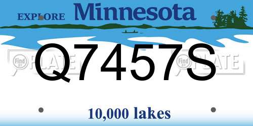 Q7457S Minnesota License Plate