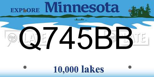 Q745BB Minnesota License Plate