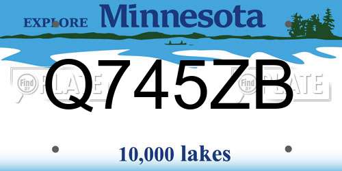 Q745ZB Minnesota License Plate