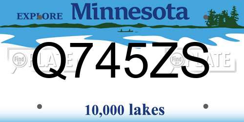 Q745ZS Minnesota License Plate