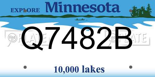 Q7482B Minnesota License Plate