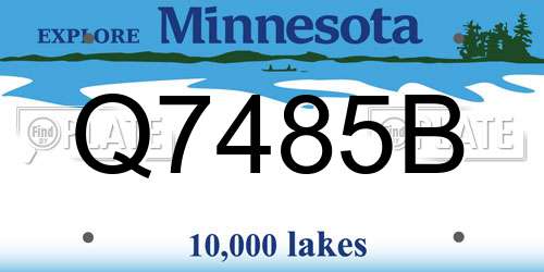 Q7485B Minnesota License Plate