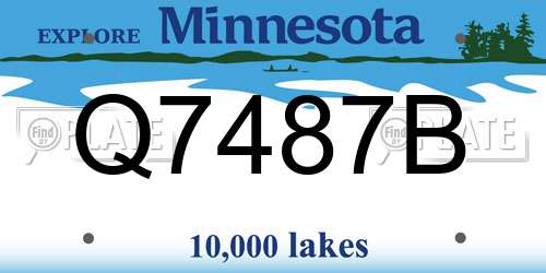 Q7487B Minnesota License Plate