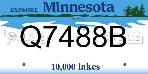 Q7488B Minnesota License Plate