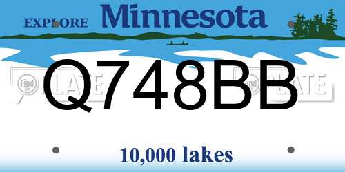 Q748BB Minnesota License Plate