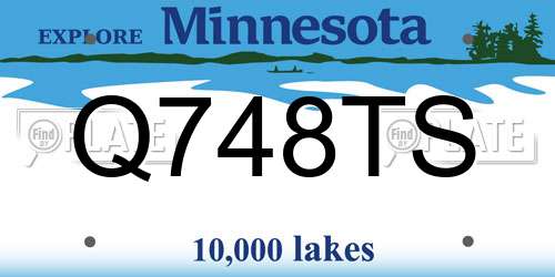 Q748TS Minnesota License Plate