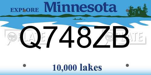 Q748ZB Minnesota License Plate