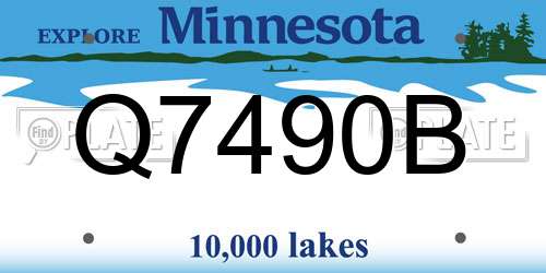 Q7490B Minnesota License Plate