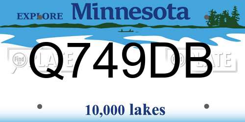 Q749DB Minnesota License Plate