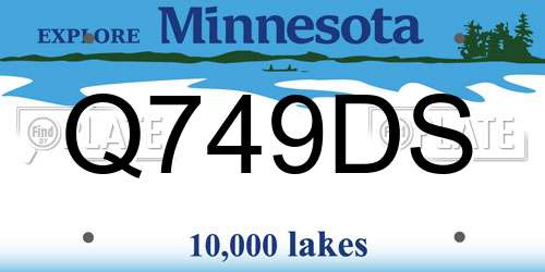 Q749DS Minnesota License Plate