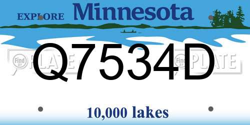 Q7534D Minnesota License Plate