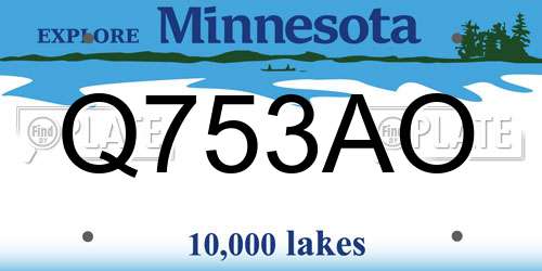 Q753AO Minnesota License Plate